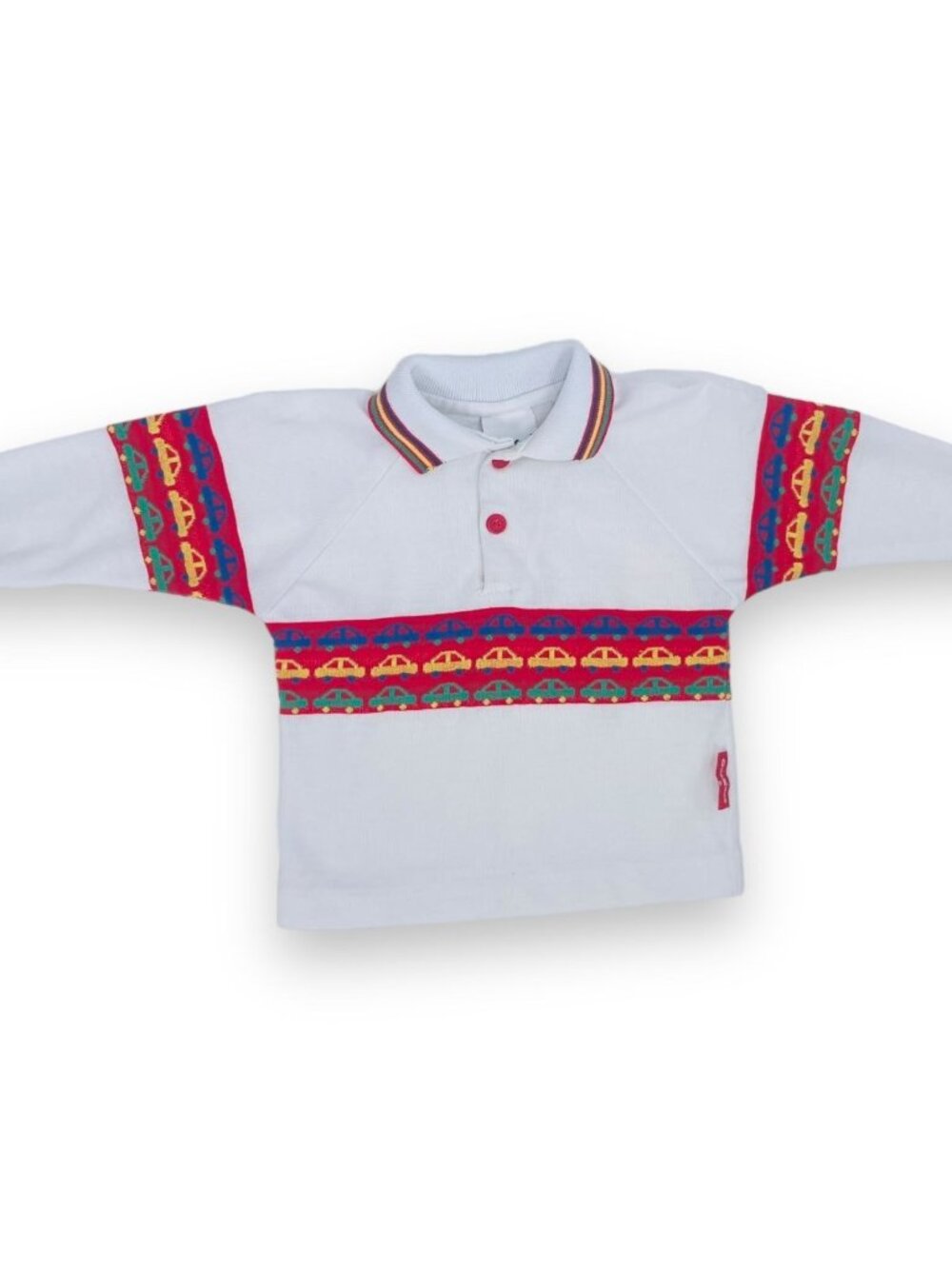 Vintage Oshkosh Baby Boys Primary Car Knit Long Sleeve Collared Shirt 12m / 18m